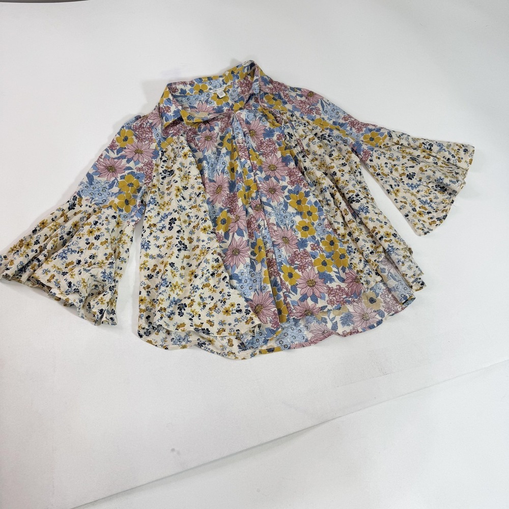 Cato Blouse Womens 14/16W Plus Multicolor Floral Bell Sleeve Boho‎ Tunic Top